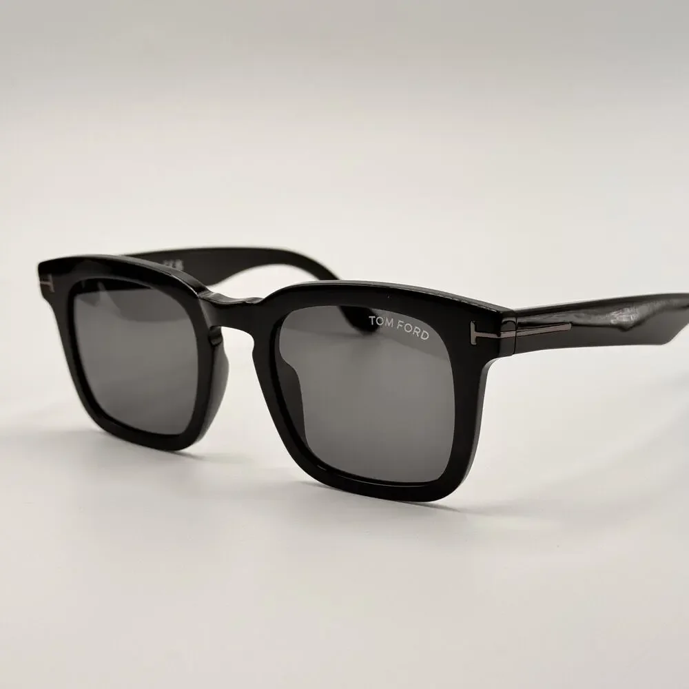 Tom Ford Sunglasses Dax TF751-N 01A Black Square Frame Gray Lens 50-22-145 New